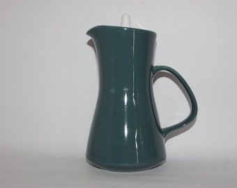 Mid century Poole Pottery Contour water jug, celadon green sage grey white, 1950s 1960s mod tableware