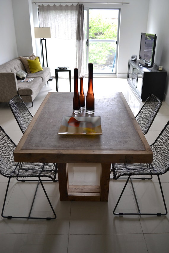 Concrete Dining Table Concrete and Reclaimed Wood Table