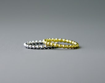 Gold Beaded Ring , Gold Stackable Ring , Stackable Ring , Knuckle Ring , Gold Midi Ring , Silver Beaded Ring , Silver Stacking Ring