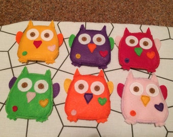 Funky owl coasters (6) mug rugs