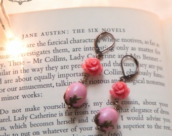 Rose Spring Earrings , Pink Shabby Chic Earrings, Romantic earrings, Rose earrings, Pink earrings, Vintage Style by VintageRoseGallery .