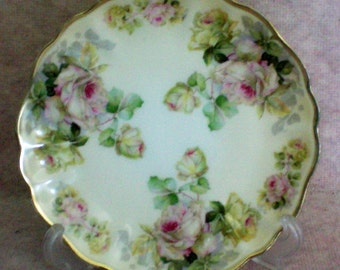 Prussia Royal Rudolstadt Scalloped Gold Rimmed Roses Plate - 4705