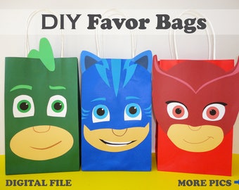 PJ Masks FAVOR BAGS/ pj masks birthday/ pj masks party bags/ pj masks party favors/ goody/ goodie/ candy/ treat/ gift/ bags/ decorations