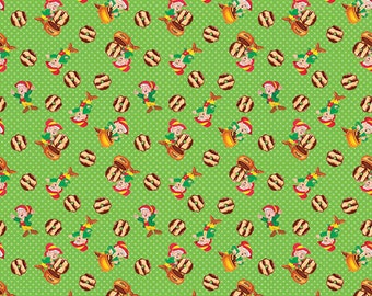 Springs Creative Keebler Elf With Fudge Striped Cookies Cotton Fabric By The Yard IN STOCK