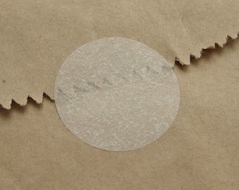 100 Glassine Stickers 1 inch Translucent White Round Seals - Wedding Invitation Envelope Seals