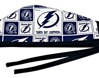 Men's Unlined Surgical Scrub Hat Cap made of Tampa Bay lightning fabric