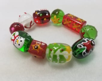 GingerBread Man Christmas Bracelet, Stretch Bracelet