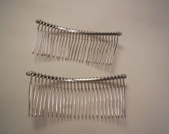 2x Silver hair combs diy craft jewellery making hair combs accessory diy 11cm length for sale. sold by 2 pieces