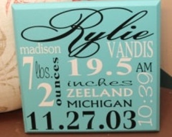 Wooden Sign, Birth Announcement - Personalized wood sign with baby name, birth date, weight, etc