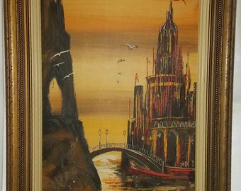 Vintage Oil Painting "Quiet Reflection" by Kai Rhyde Vintage Wood Framed Art Extra Large Painting