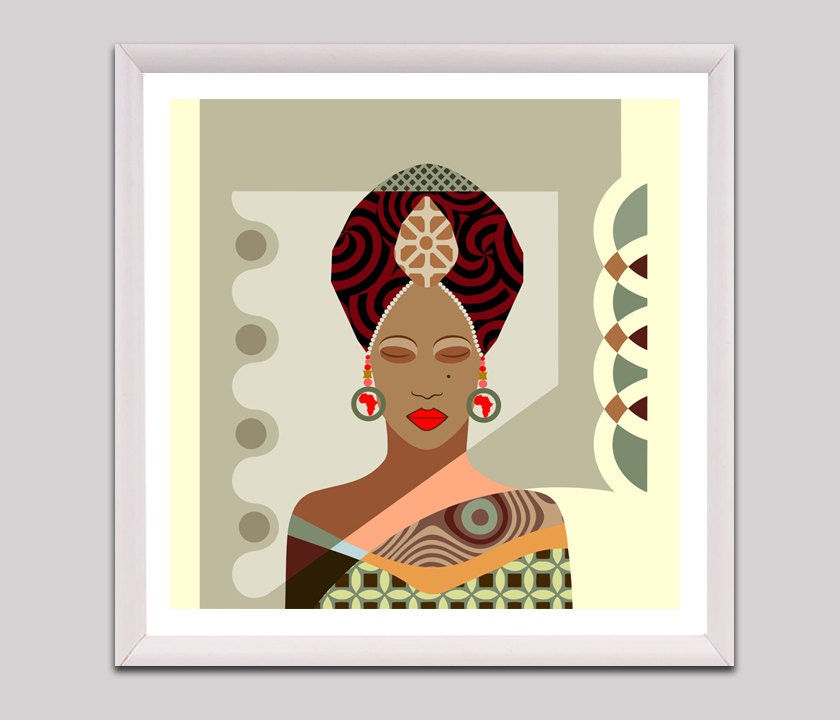 African Woman Black Art Painting American Wall Nubian Queen African Woman Black Art Painting American Wall Nubian Queen