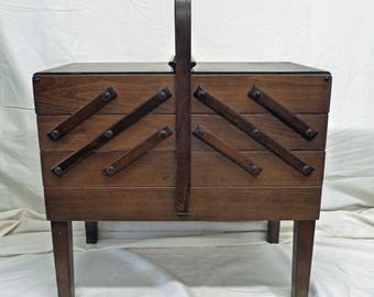 Antique Sewing Cabinet. Vintage A.S. Strommen Bruk Hamar fold out sewing cabinet. Home decor, Organize, Embroidery, Dressmaking, Alterations