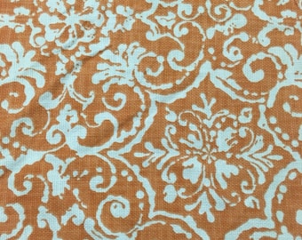 Waverly Cotton Linen Fabric orange and mandala print by the yard Free shipping