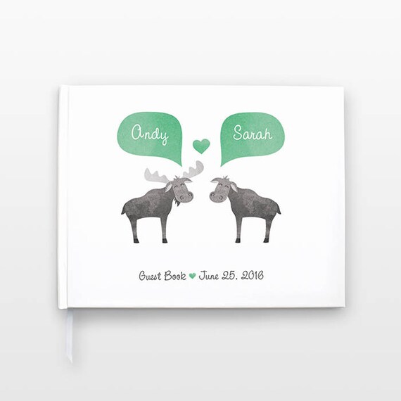 Moose Wedding Guestbook, Bridal Shower Guest Book, Animal Wedding Guest Book, Unique Engagement Gift, Personalized Journal, Couple Notebook