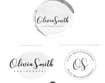 Photographie logo package, création de logo gris Simple logo, Premade Kit de marque, Blog, filigrane, tampon, Custom business paquet, paquet de Logo 63