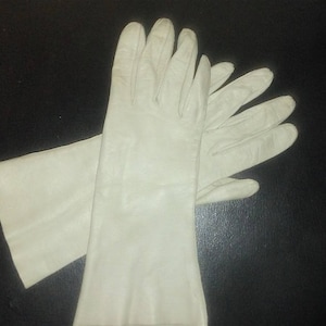 Italian White Long Leather Ladies Gloves