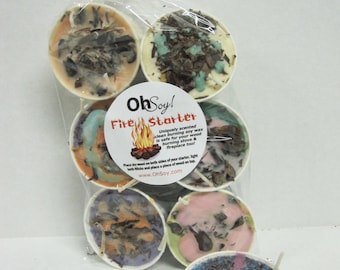 Fire Starters OhSoy! 6 Pack - Scented Natural Wax Firestarters - Camping Fire Starter