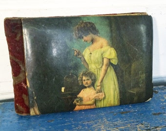 Antique Autograph Book, 1900s Victorian Album, Celluloid Velvet Cover, Signature Book, Friendship Book, Penmanship, Calligraphy
