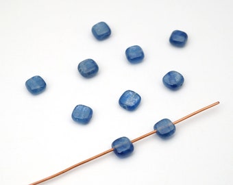 10 pcs flat square kyanite beads, small semiprecious stone 6mm
