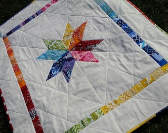 Happy Scrappy Quilt--Modern Star, Rainbow Quilt