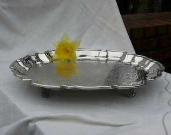 Tray - Footed Tray - Silver Plate - Vintage