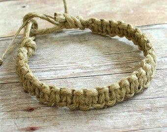 Hemp Necklace Surfer Phatty Thick Square Knot Braid Choker
