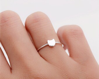 Tiny cat ring / sterling silver / gold vermeil / rose gold plated ring - Delicate simple everyday jewelry