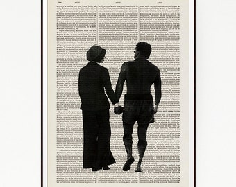Rocky Balboa Classic Movie Sports Drama Poster Print Illustration Art Upcycled Decor Book Dictionary Wall Sylvester Stallone Box Seventies
