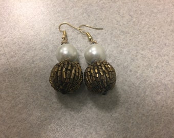 Plastic Pearl and Bead Drop Earrings
