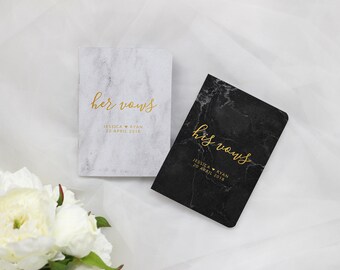 Personalized Vow Books Marble, His and Her Vow Books Gold, Wedding Vow Booklet, Wedding Vow Book, VB014