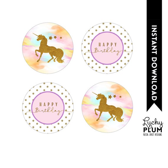 unicorn cupcake toppers unicorn round labels rainbow