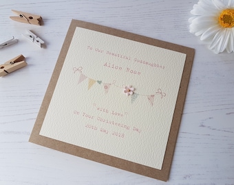 Personalised Christening Card - Naming Day Card - Goddaughter, Daughter, Granddaughter, Niece, Little Girl, Christening Day Baby Girl Card