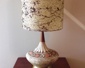 1950's Mid Century Modern Mosaic Lamp & Fiberglass Shade Vintage 1960's
