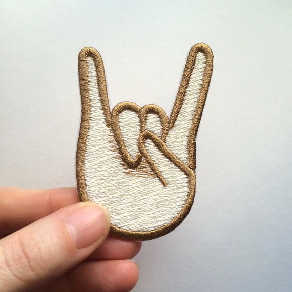 Sign of the Horns embroidered patch / Rock On Emoji