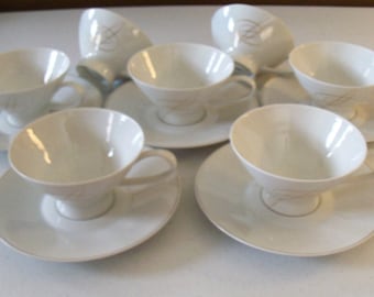 Rosenthal Gold Accord Set Of Seven Cups & Five Saucers