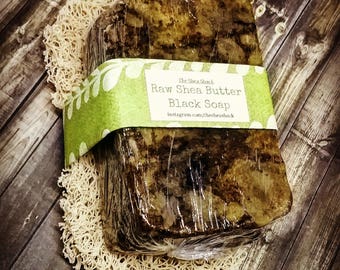 Raw Shea Butter Black Soap w/ Soap Saver! Vegan Friendly as well! NOT for those with Eczema, Psoriasis or EXTREMELY Sensitive Skin!