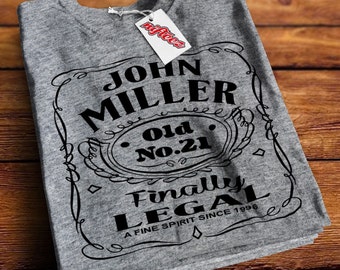 Personalized 21st Birthday Gift - DK1009 - Grey T-shirt, Custom 21 st Birthday, gift for him, personalized Birthday