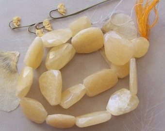 ON SALE Calcite Gemstone Very Large Faceted Chunky Flat Nugget Beads ~ 15" Strand ~ 20mm-25mm