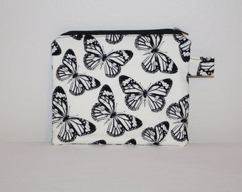 Butterfly Makeup Bag, Flat Zippered Pouch, Small makeup bag, Cosmetics, Cosmetic Bag, Flat Zippered Pouch