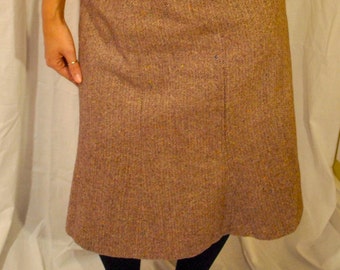 1960s Vintage Brown Tweed Wool Swing Skirt
