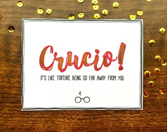 Harry Potter Crucio Funny Cute Love Anniversary Valentine Missing you Greeting Card Nerdy Printable Instant Download Digital File