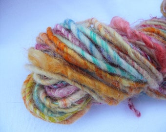Corespun Art Yarn Multicolored Silk, Wool and Sparkly Fibers 62 Yds