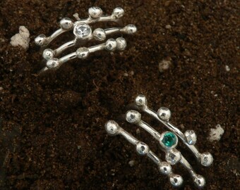 Love Braille Rings with Emerald or White Topaz Made to Order