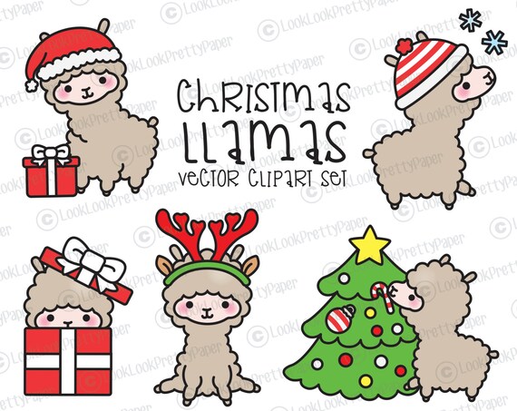 Premium Vector Clipart Kawaii Christmas Llamas Cute
