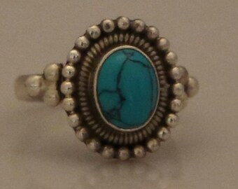 Turquoise Caviar Sphere Sterling Silver Ring