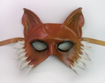 Leather Mask of a Fox or Dog costume Art masquerade animal Very lightweight and easy to wear Mardi Gras