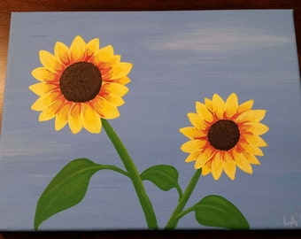 Summer Sunflowers - Acrylic Painting on 9x12 canvas