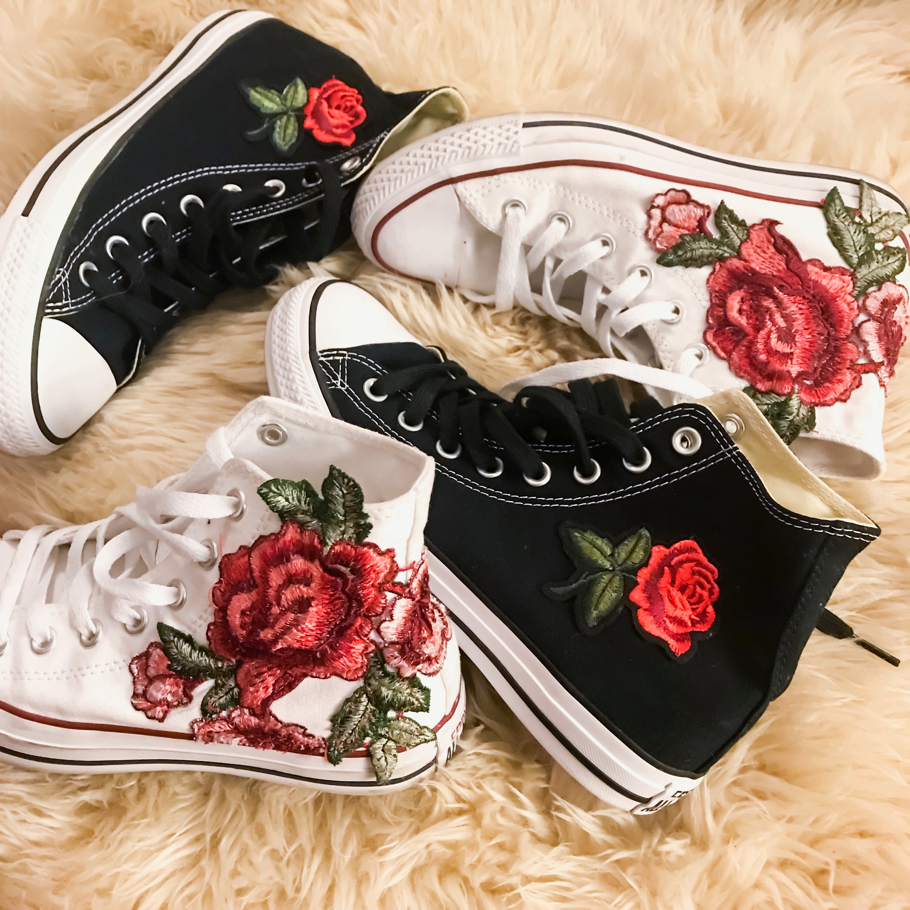 flower embroidered sneakers