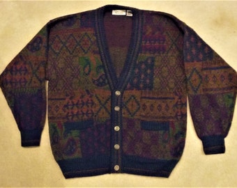Vintage Hipster Cosby Grandpa Cardigan Sweater Size 1X