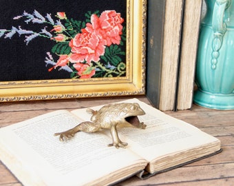 Brass Frog - Frog Figurine - Vintage Brass Frog - Vintage Frog Decor - Frog Decor - Frog Decorations - Book Shelf Decor - Book Shelf Styling